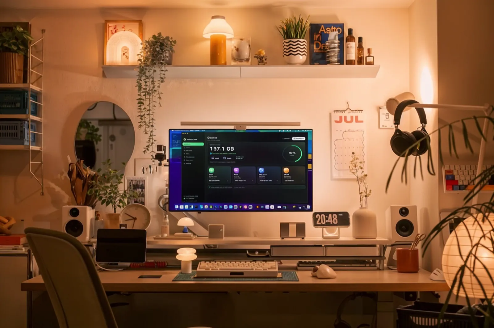 SpaceUp Mac open on an iMac in a warm, cozy home office