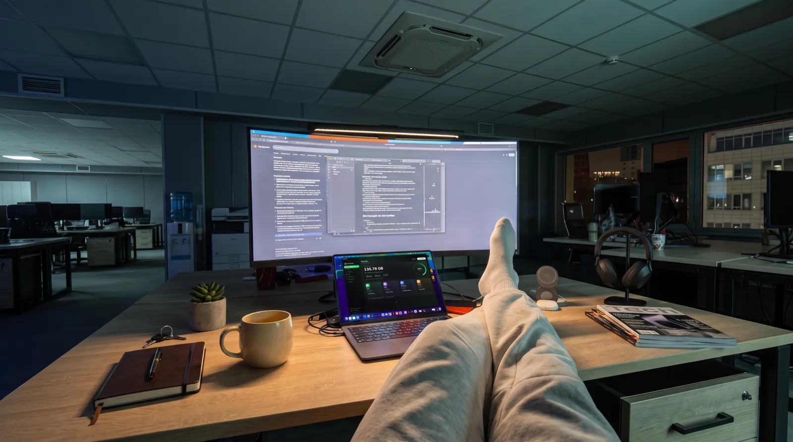 SpaceUp Mac on a laptop and external display in a relaxed office